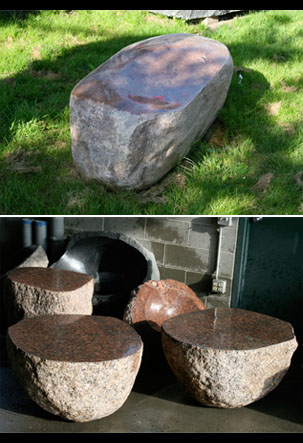 granite bench and half boulders
