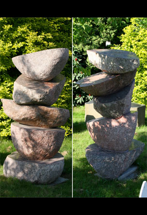 two granite half-sphere stacks